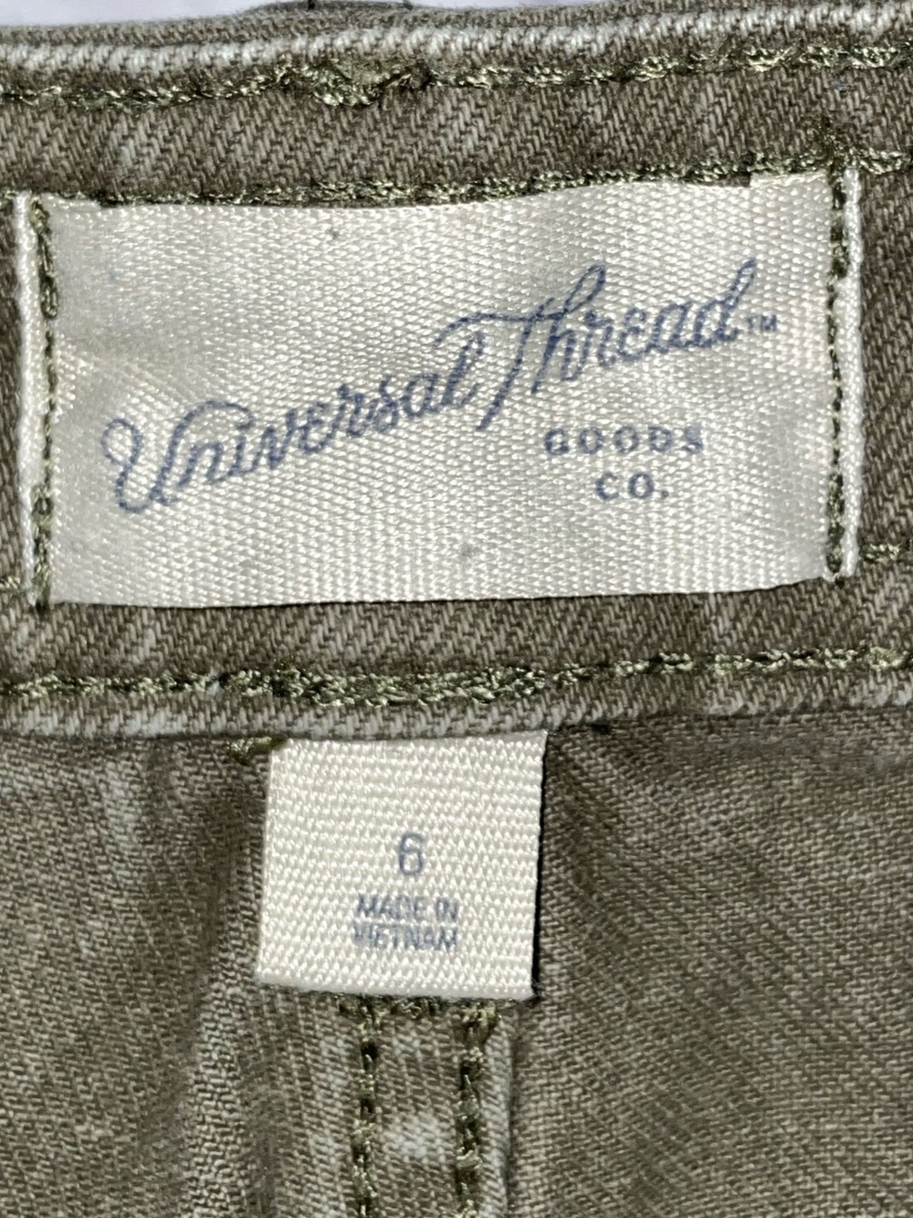 Universal Thread High-Rise Sailor Wide Leg Ankle Jeans - Olive Green Size 6 - Picture 4 of 5